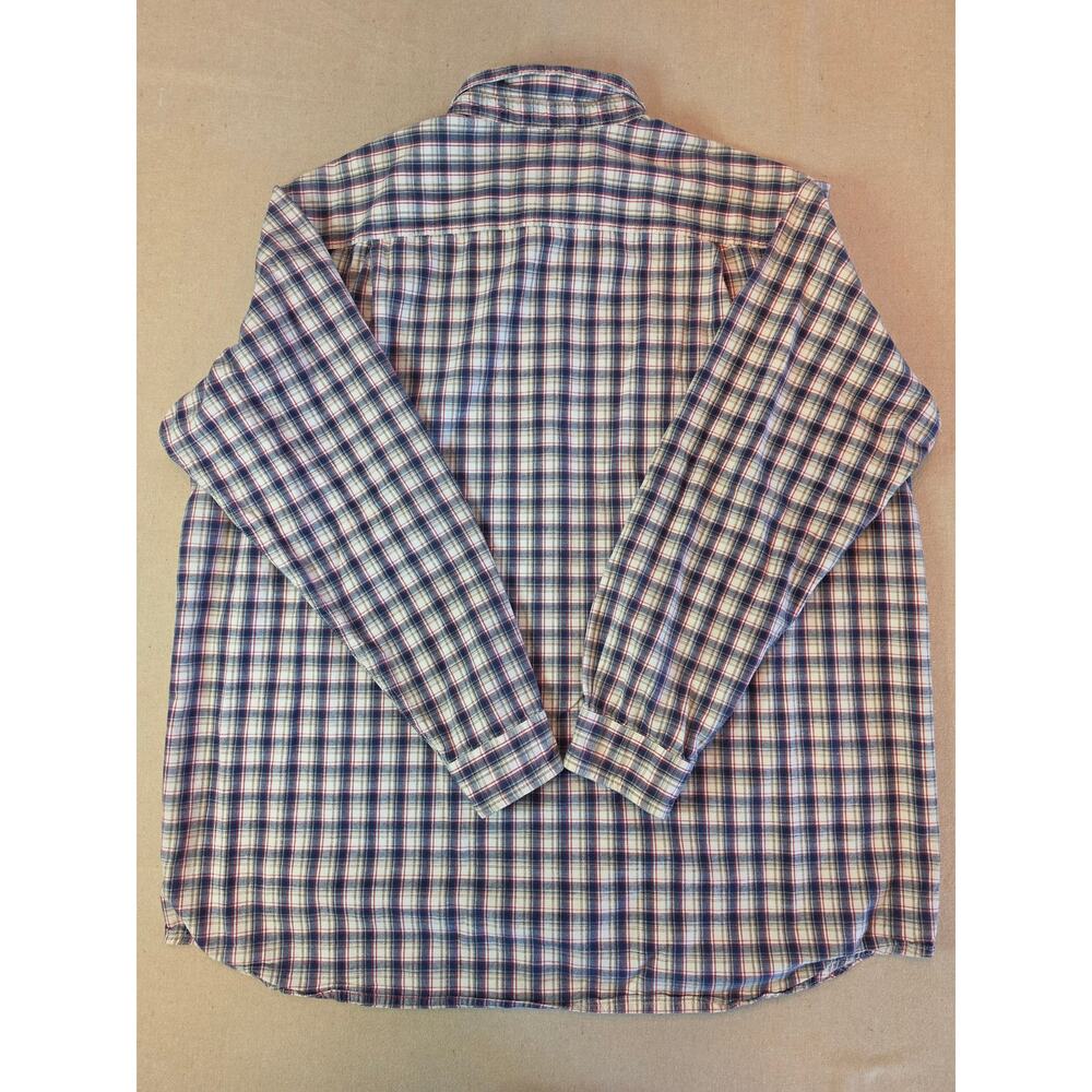 LL Bean Blue White Red Plaid Double-Pocket Long-Sleeve Button-Up Sz 2XLT - Picture 9 of 9